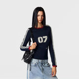 Women Cool Retro Patchwork Slim Fit T-Shirt