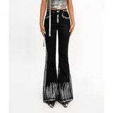 Wpmen Trendy Fancy Black Retro Low Waisted Jeans