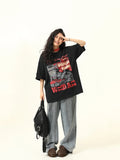 Versatile Retro Printed Crew Neck T-Shirt