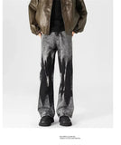 Streetwear Retro Vintage Tie Dye Patchwork Wide Jeans