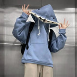 Y2K Funny Shark Patchwork Kawaii Hoodie