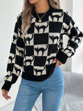 Y2K Signature Halloween Plaid Knitted Sweater