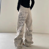 Cool Retro American Letters Print Loose Jeans