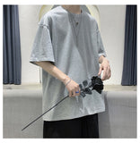 Oversized Elbow-length Sleeve Blank T-shirt
