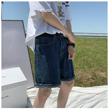 Mid-waist Blue Denim Shorts