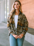 Brown Aztec Print Western Bomber Jacket