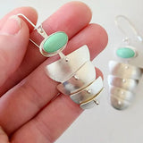 Elegant Silver Green Stone Carved Earring