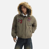 Streetwear Hip Hop Fur Collar Hooded Jacket