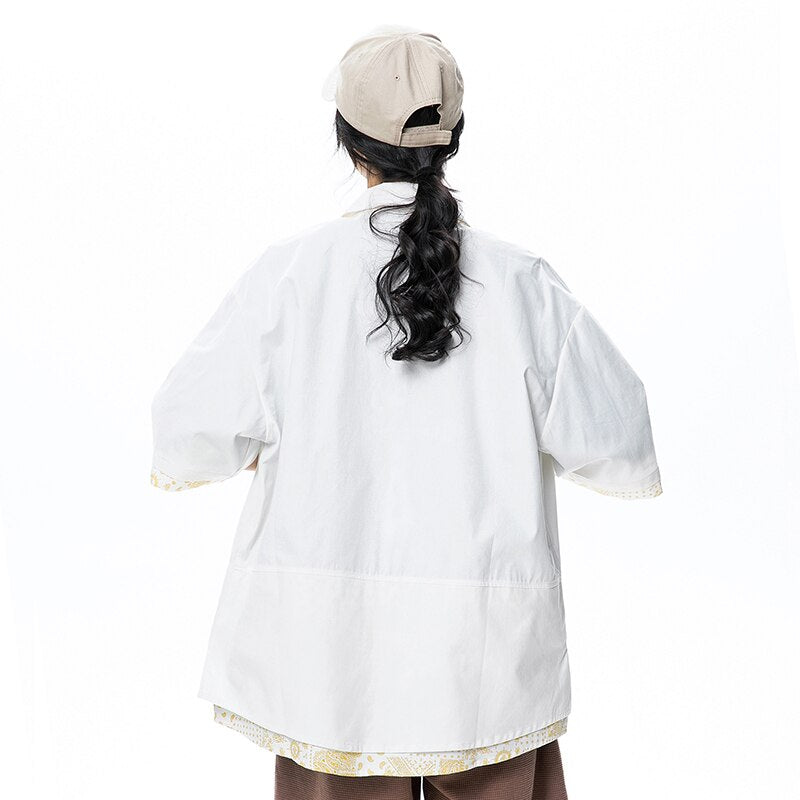 Splicing Color Blank Shirt