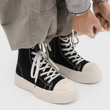 Black Slip Resistant Canvas Platform Sneakers