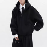 Wide Shoulder Japanese Style Zipper Sweatshirt