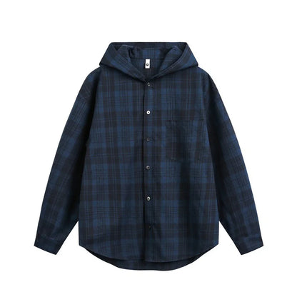 Streetwear Cozy Soft Oversize Plaid Hooded Shirt
