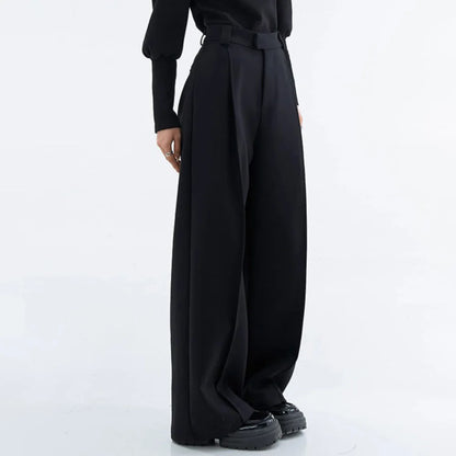 American Pleated Solid Color Casual Trousers