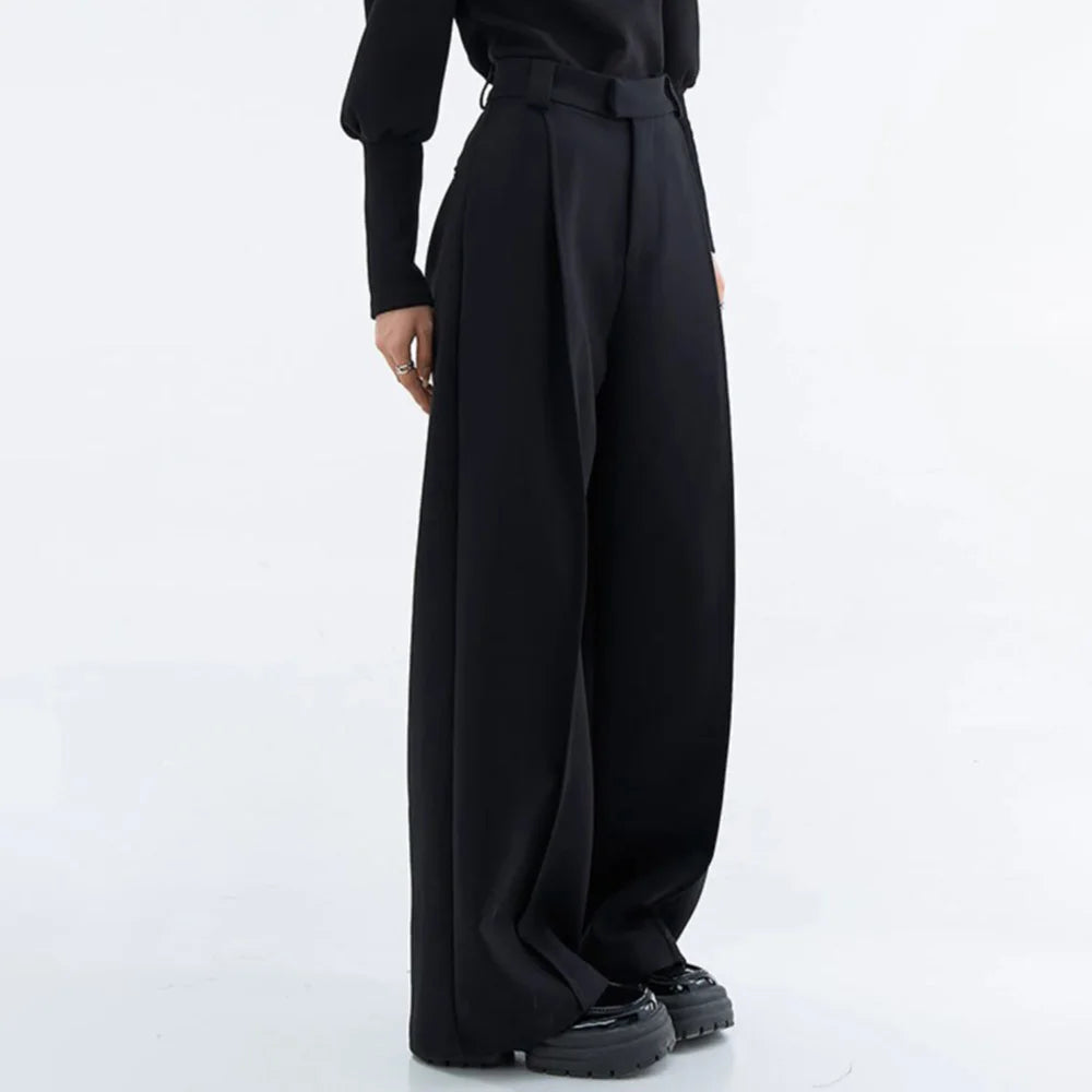 Solid Color Pleated Drape Trousers Bottoms