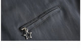High-End European Spliced Star Leather Jacket