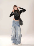 High Street Washed Multi Pocket Jeans