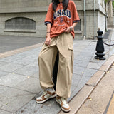 Comfortable Solid Color Wide Leg Cargo Pants