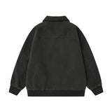 Plush Letter Embroidery Zipper Fly Cargo Puffer Jacket