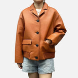 Vintage Bubble Genuine Sheepskin Leather Jacket