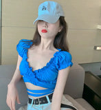 Ruffled Cut-Out Wrap Top