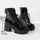 Gothic Black Platform Buckle Strap Boot