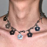 Grungy Flower Pendant Choker Necklace