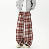 Effortless Checkered Wide Leg Casual Jogger