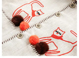 Embroidered Red Cat Garment Linen Jacket