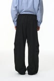 American Solid Color Relaxed Fit Linen Wide Leg Pants