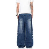 summer Breathable High Waist Wide Leg Printed Jeans