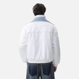 Retro Plaid Patchwork Fake Two Piece Padded Jacket