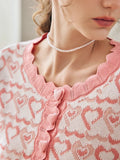 French Sweet Heart Pattern Jacquard Cardigan