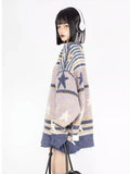Y2K Starry Strips Oversized Sweater