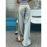 Street Edge Line Contrast Stripe Wide-Leg Jeans