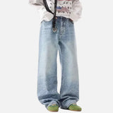 Rhinestone-Print Baggy Jeans