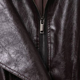 Streetwear Coffee PU Leather Zipper Jacket