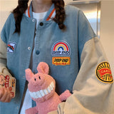 Vintage Embroidery Loose Varsity Jacket