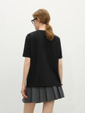 Women Versatile Retro Loose Round Neck Alphabet T-Shirt