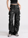 Vintage Zipper High Waist Baggy Leather Pants