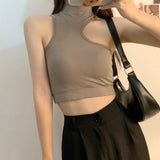 Knitted Shoulder Crop Tank Top