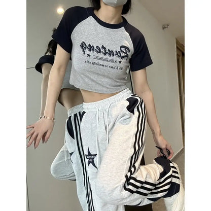 Y2K Star Print Track Sweatpants