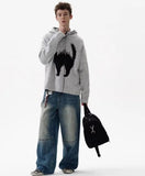 Colorful Japanese Cat Print Knit Hoodie