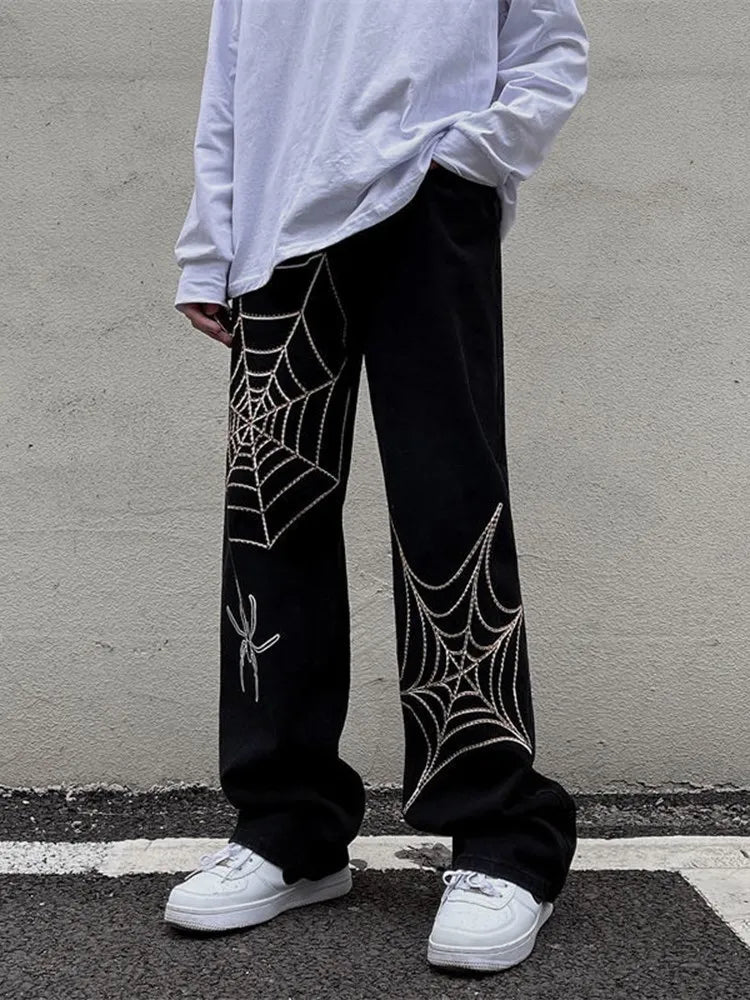 Y2k Spider Web Black Pants
