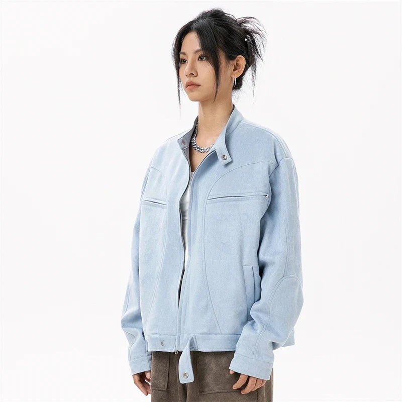 Couples Light Blue Motorcycle Jacket