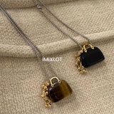 Luxury Beaded Stone Pendant Necklace