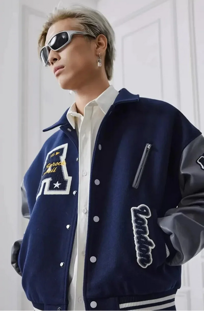 Effortless Embroidered Baseball Varsity Jacket