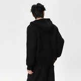 Frayed Design Thick Knit Hooded Knits Cardigan