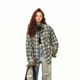 Contrasting Color Design Plaid Shirt