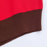 Insulated V-Neck Collar Striped Knit Polo Sweater