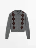 Ethereal Diamond Cut Short Knit Cardigan